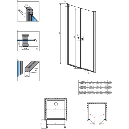 душевая дверь radaway eos dwd i 70 137783-01-01 прозрачное