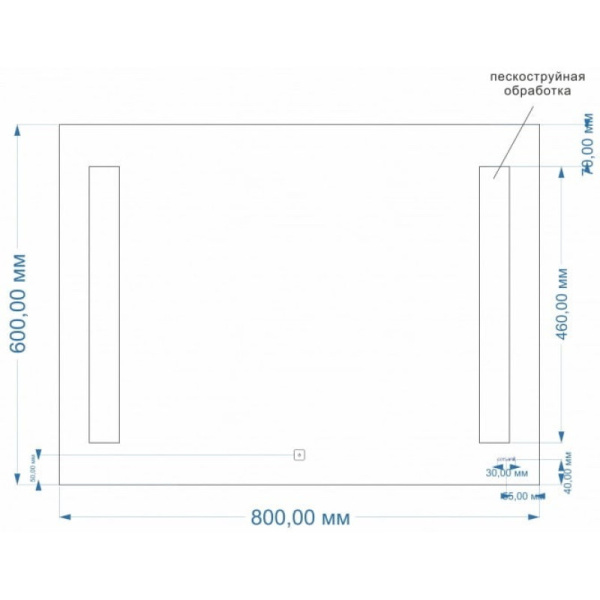 зеркало 80х60 см cersanit base lu-led020*80-b-os