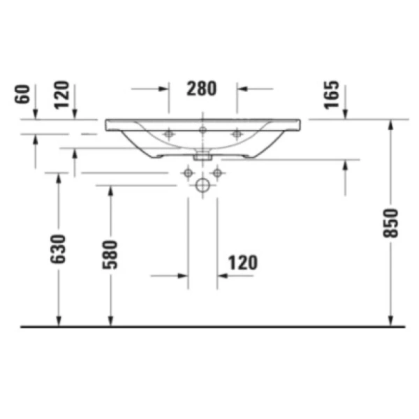 раковина полувстраиваемая duravit d-neo 80 см 2367800000, белая