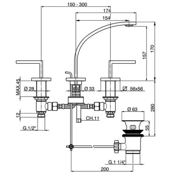 смеситель для раковины cisal wave wa0010212a