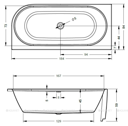 акриловая ванна riho desire 184x84 r b087002005 (bd0500500k00133) без гидромассажа