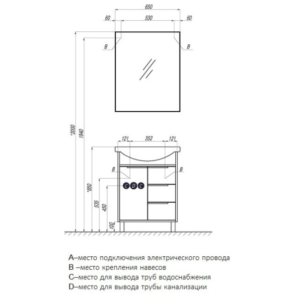 зеркало акватон рико 1a216402ri010 65х80 см