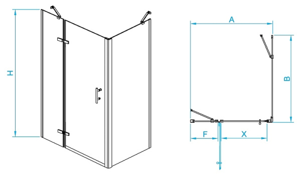 душевой уголок rgw passage pa-77b l 120x120 41087722-084l профиль черный стекло прозрачное