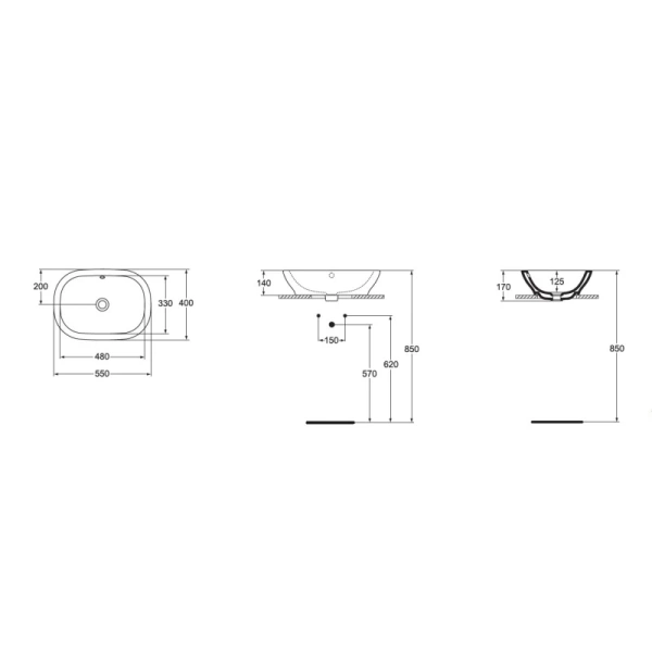 раковина чаша 55 см ideal standard active t054501