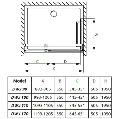 душевая дверь radaway carena dwj 100 r прозрачное