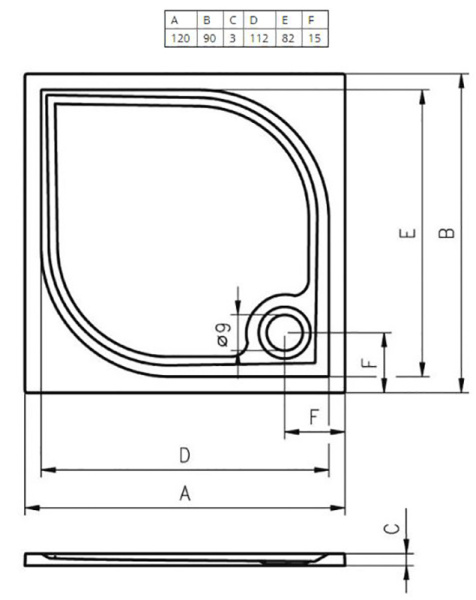 душевой поддон из искусственного камня riho kolping 120 x 90 см, db34, с сифоном и ножками