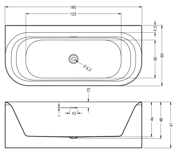 акриловая ванна riho devotion b2w fall 180x84 b096004005 sparkle system белая глянцевая, заполнение через перелив