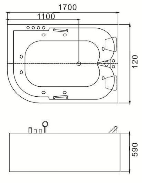 акриловая ванна weltwasser ww hb dummer 170х120 wt l 10000006085 с гидромассажем