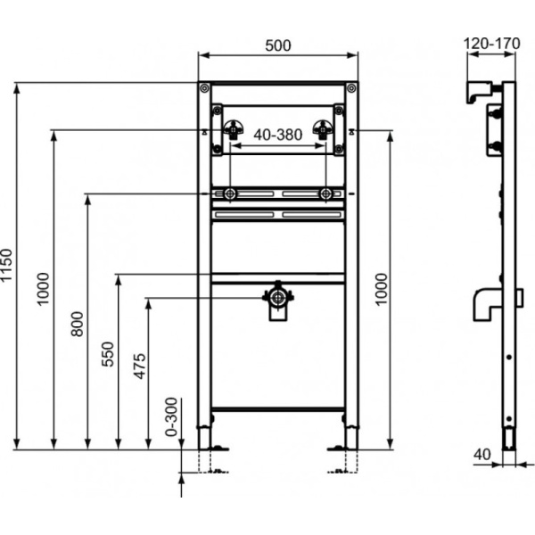 инсталляция для раковины ideal standard prosys r016167