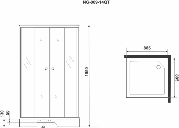 душевой уголок niagara eco ng-009-14qt тонированное, с поддоном