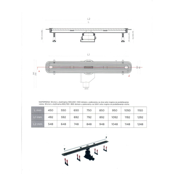 душевой канал 1050 мм pestan confluo premium slim line 13100037