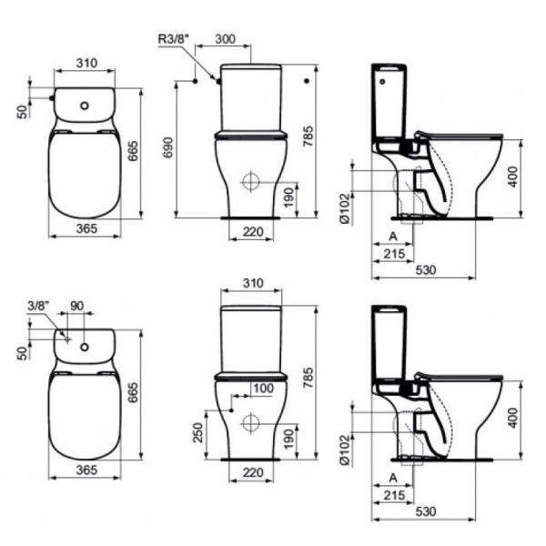 бачок для унитаза ideal standard tesi t356801