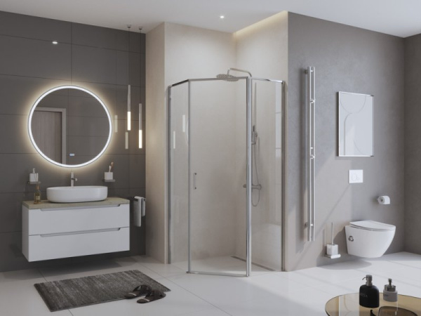душевой уголок belbagno uno 100×100 uno-195-p-1-100-c-cr профиль хром, стекло прозрачное