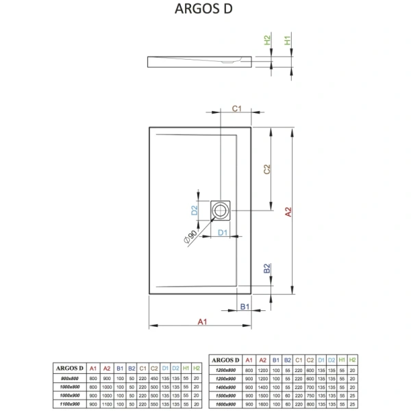 акриловый поддон 120x90 см radaway argos d 4ad912-01