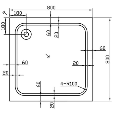 акриловый поддон 80x80 см vincea vst-2as-8080