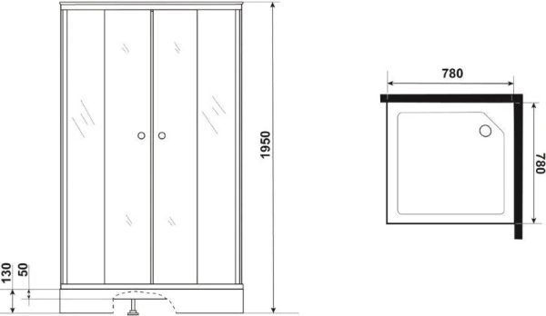 душевой уголок niagara nova ng-0180-14 80x80, квадратный, с поддоном