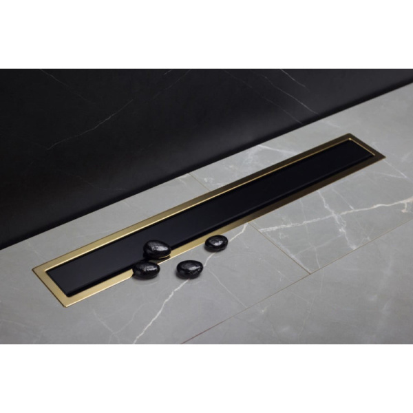 душевой канал 550 мм pestan confluo premium black glass gold line 13100115