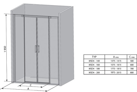 душевая дверь ravak matrix msd4-140 0wkm0100z1 профиль белый стекло transparent