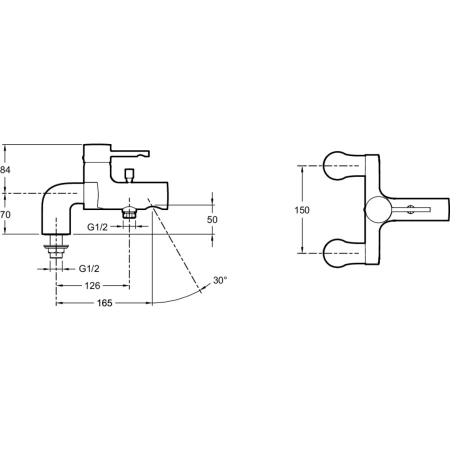 смеситель для ванны jacob delafon cuff e37043-cp