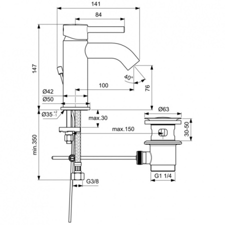 смеситель для раковины ideal standard ceraline bc192aa