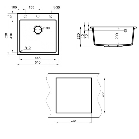 мойка кухонная point арбель 51 pn3001al, серый