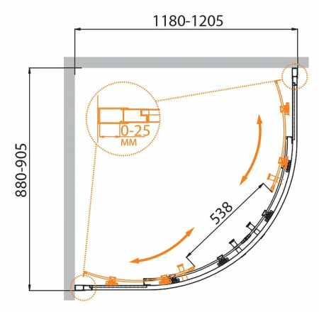 душевой уголок 120x90 cezares molveno-rh-2-120/90-c-cr-iv, профиль хром, стекло прозрачное