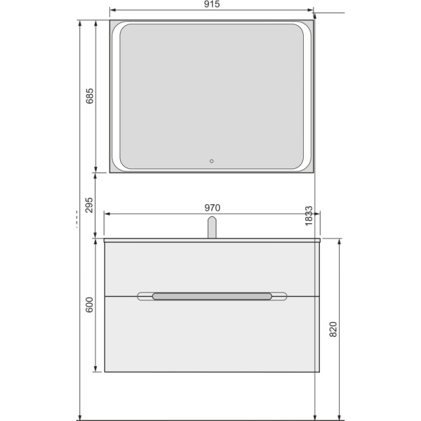 зеркало 91,5x68,5 см jorno modul mol.02.92/w