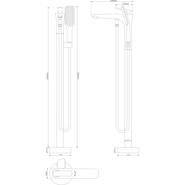 смеситель напольный для ванны nt bagno ogio nt46031