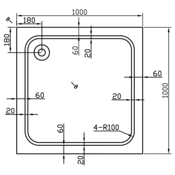 акриловый поддон 100x100 см vincea vst-2as-1010