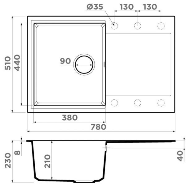 кухонная мойка tetogranit omoikiri daisen 78t-dc темный шоколад 4993526