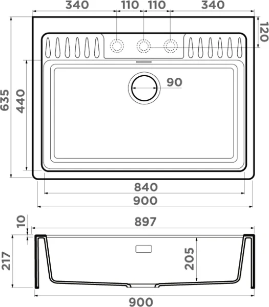 мойка кухонная omoikiri kinokawa 90-gb графит