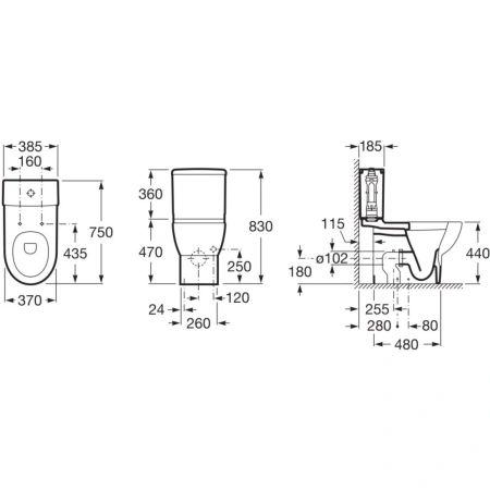 чаша напольного унитаза roca meridian 34224h000