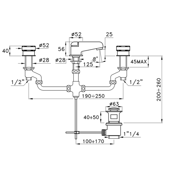 смеситель для раковины stella timeaster ta 00011 cr00