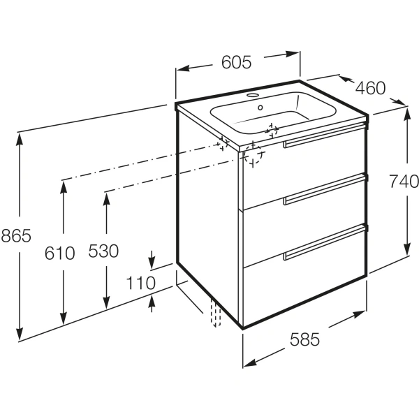 тумба белый глянец 58,5 см roca victoria nord ice edition zru9302834