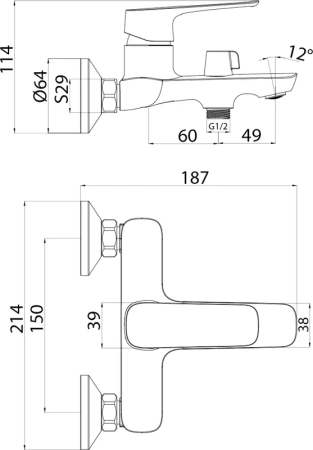 смеситель для ванны с душем iddis sign sigsb02i02wa