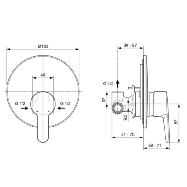 cмеситель для душа ideal standard a6944aa