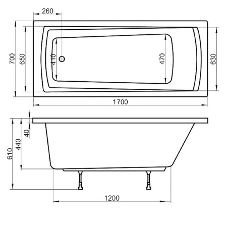 акриловая ванна ravak domino ‎plus 170x70 c632r00000 без гидромассажа