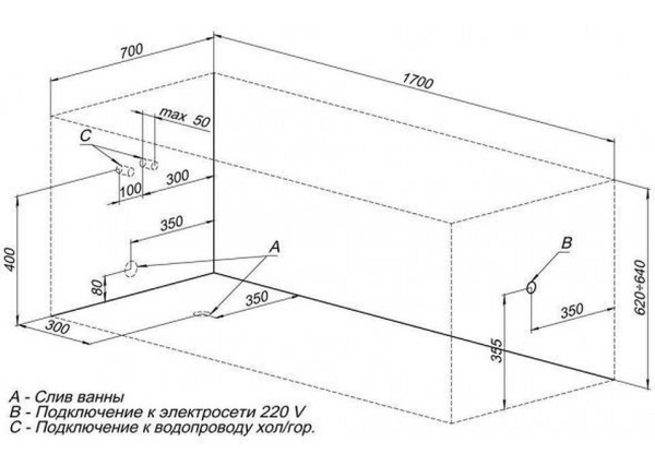 акриловая ванна aquanet nord 170x70 00242400 с каркасом, цвет белый.