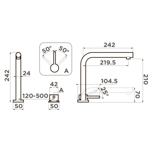 смеситель для кухни omoikiri nara-gb графит 4994370