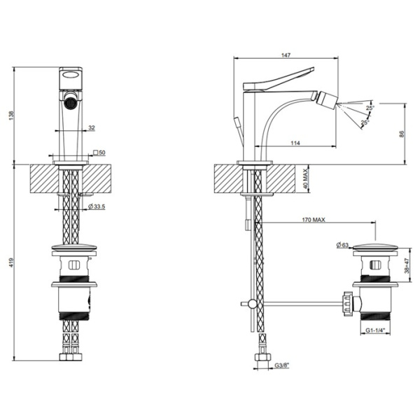 смеситель для биде gessi rilievo 59007#031