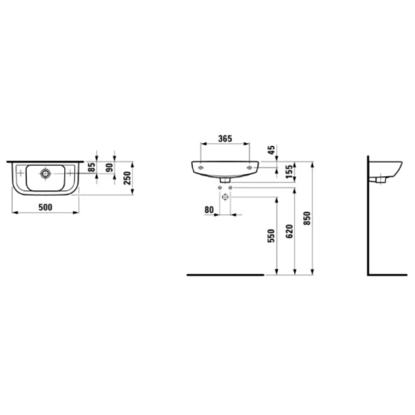 раковина подвесная laufen pro 8.1695.7.000.106.1 r