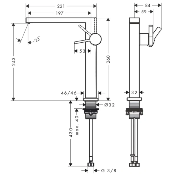 смеситель для раковины hansgrohe tecturis e 73070140 coolstart, с донным клапаном, бронза