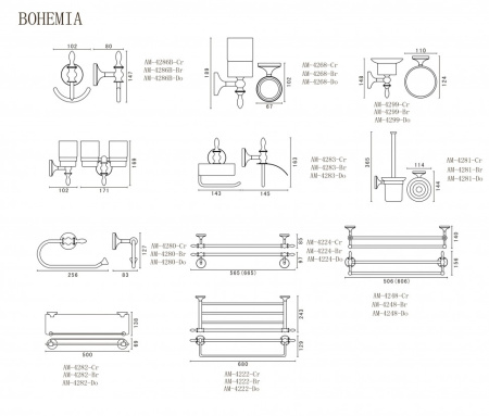 полка стеклянная art&max bohemia am-e-4282 хром