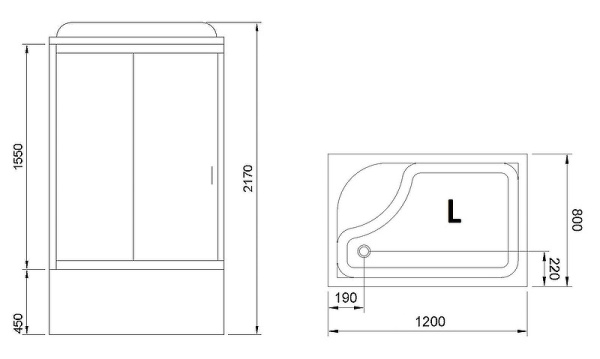 душевая кабина royal bath 120x80 rb8120bp5-wt-l без гидромассажа