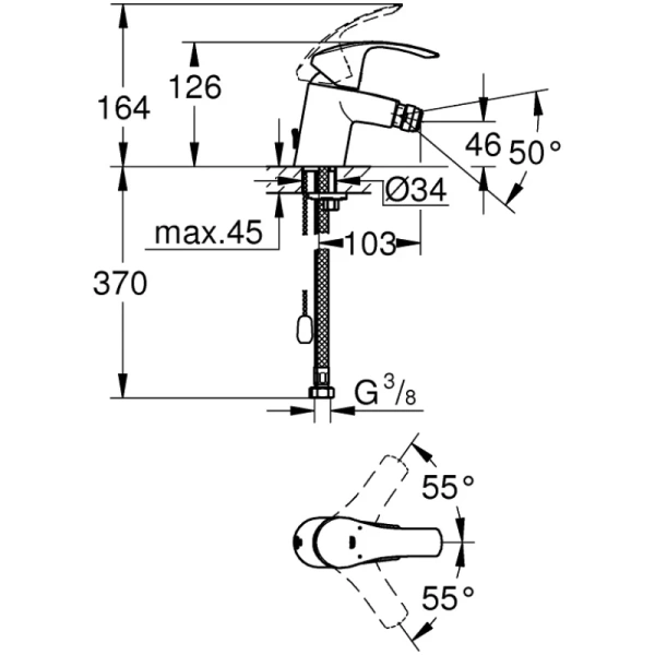 смеситель для биде с цепочкой grohe eurosmart new 32927002