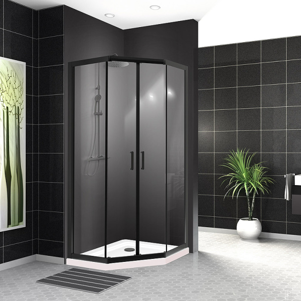 душевой уголок belbagno uno 90х90 uno-195-p-2-90-c-nero профиль черный матовый стекло прозрачное