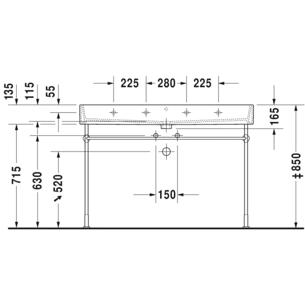 раковина в ванную накладная duravit vero air 120 см 2350120000