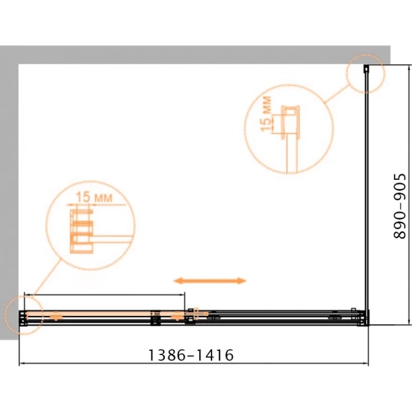 душевой уголок 140x90 см cezares duet soft-m-ah-1-140/90-c-cr прозрачное