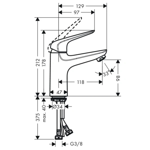 смеситель для раковины с донным клапаном hansgrohe novus 71034000