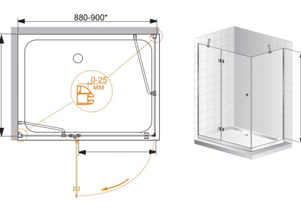 душевой уголок cezares verona 90x80 прозрачное стекло verona-w-ah-1-90/80-c-cr